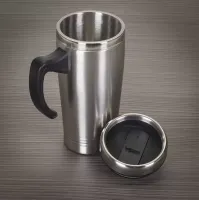 Caneca de inox 450ml com tampa e alça personalizada - Foto 2
