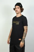 Camiseta longline music silk dourado - Foto 2