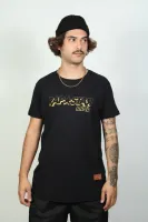 Camiseta longline music silk dourado - Foto 3