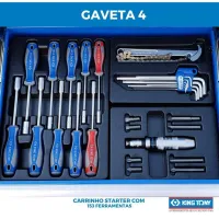 Carrinho  para Ferramentas 7 gavetas Starter  com 153 peças  VERMELHO King Tony - Foto 5