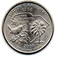 Estados Unidos - 2000P - 25 Cents - South Carolina - State Quarter Dollar - Soberba