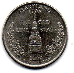 Estados Unidos - 2000D - 25 Cents - Maryland - State Quarter Dollar - Soberba Imagem