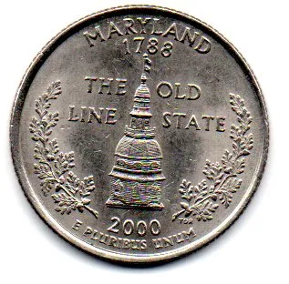 Estados Unidos - 2000P - 25 Cents - Maryland - State Quarter Dollar - Soberba
