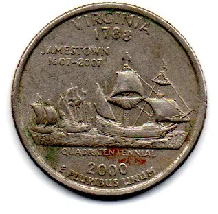 Estados Unidos - 2000D - 25 Cents - Virginia - State Quarter Dollar