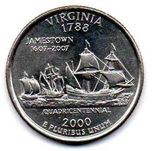 Estados Unidos - 2000P - 25 Cents - Virginia - State Quarter Dollar - Soberba