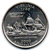 Estados Unidos - 2000P - 25 Cents - Virginia - State Quarter Dollar - Soberba