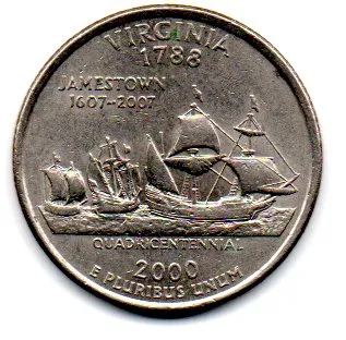 Estados Unidos - 2000P - 25 Cents - Virginia - State Quarter Dollar