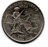 Estados Unidos - 2000D - 25 Cents - Massachusetts - State Quarter Dollar