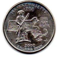 Estados Unidos - 2000D - 25 Cents - Massachusetts - State Quarter Dollar - Soberba