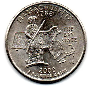 Estados Unidos - 2000P - 25 Cents - Massachusetts - State Quarter Dollar