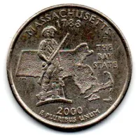 Estados Unidos - 2000P - 25 Cents - Massachusetts - State Quarter Dollar