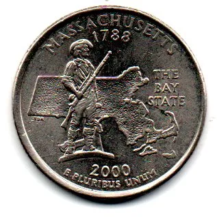 Estados Unidos - 2000P - 25 Cents - Massachusetts - State Quarter Dollar - MBC