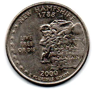 Estados Unidos - 2000D - 25 Cents - New Hampshire - State Quarter Dollar - MBC