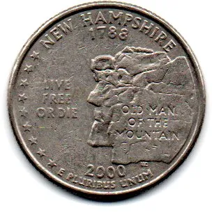 Estados Unidos - 2000P - 25 Cents - New Hampshire - State Quarter Dollar