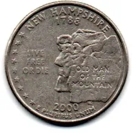 Estados Unidos - 2000P - 25 Cents - New Hampshire - State Quarter Dollar