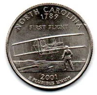 Estados Unidos - 2001D - 25 Cents - North Carolina - State Quarter Dollar - Soberba