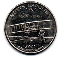 Estados Unidos - 2001D - 25 Cents - North Carolina - State Quarter Dollar - MBC
