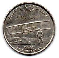 Estados Unidos - 2001D - 25 Cents - North Carolina - State Quarter Dollar