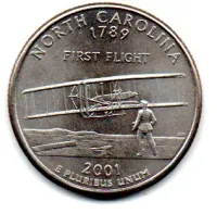 Estados Unidos - 2001P - 25 Cents - North Carolina - State Quarter Dollar - Soberba