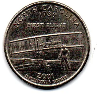Estados Unidos - 2001P - 25 Cents - North Carolina - State Quarter Dollar - MBC