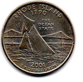 Estados Unidos - 2001P - 25 Cents - Rhode Island - State Quarter Dollar