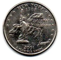 Estados Unidos - 2001D - 25 Cents - New York - State Quarter Dollar - MBC