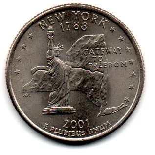 Estados Unidos - 2001P - 25 Cents - New York - State Quarter Dollar - Soberba