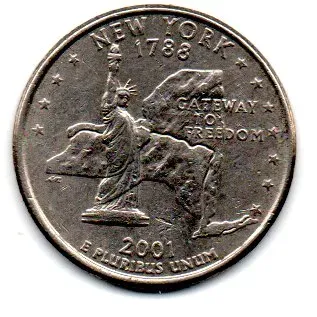 Estados Unidos - 2001P - 25 Cents - New York - State Quarter Dollar - MBC