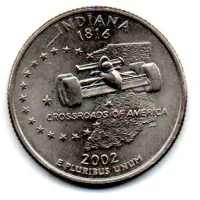 Estados Unidos - 2002D - 25 Cents - Indiana - State Quarter Dollar - Soberba