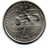 Estados Unidos - 2002P - 25 Cents - Indiana - State Quarter Dollar - Soberba