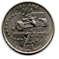 Estados Unidos - 2002P - 25 Cents - Indiana - State Quarter Dollar - MBC
