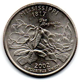 Estados Unidos - 2002D - 25 Cents - Mississippi - State Quarter Dollar - Soberba