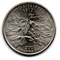 Estados Unidos - 2002D - 25 Cents - Mississippi - State Quarter Dollar - Soberba