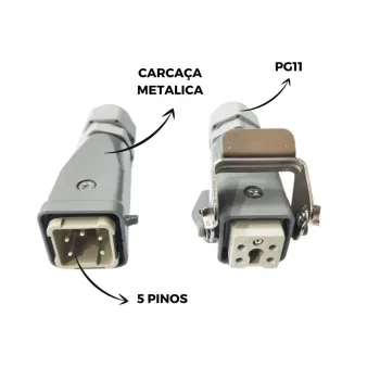 TOMADA MULTIPOLAR INDUSTRIAL 5 POLOS/ PINOS - 2 ENTRADAS SEM ENGATE - Foto 2