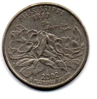 Estados Unidos - 2002D - 25 Cents - Mississippi - State Quarter Dollar