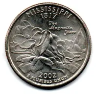 Estados Unidos - 2002P - 25 Cents - Mississippi - State Quarter Dollar - Soberba