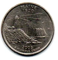 Estados Unidos - 2003D - 25 Cents - Maine - State Quarter Dollar - MBC