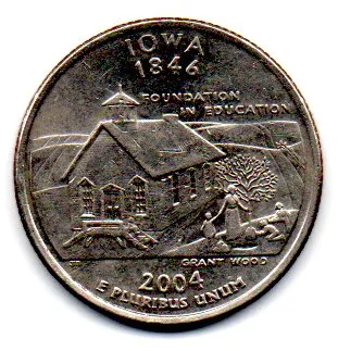 Estados Unidos - 2004D - 25 Cents - Iowa - State Quarter Dollar