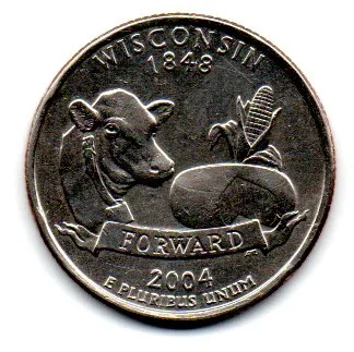Estados Unidos - 2004D - 25 Cents - Wisconsin - State Quarter Dollar - MBC