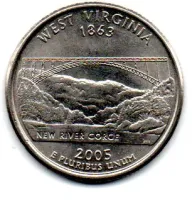 Estados Unidos - 2005D - 25 Cents - West Virginia - State Quarter Dollar - Soberba