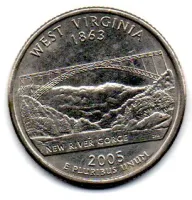 Estados Unidos - 2005P - 25 Cents - West Virginia - State Quarter Dollar - MBC