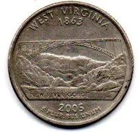 Estados Unidos - 2005P - 25 Cents - West Virginia - State Quarter Dollar