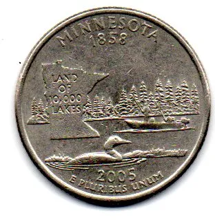Estados Unidos - 2005D - 25 Cents - Minnesota - State Quarter Dollar - MBC