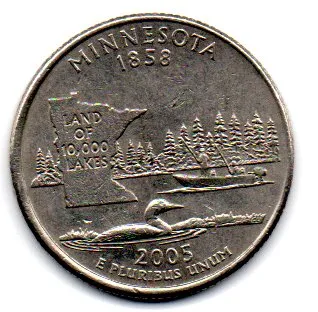 Estados Unidos - 2005P - 25 Cents - Minnesota - State Quarter Dollar - MBC