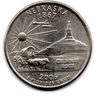 Estados Unidos - 2006D - 25 Cents - Nebraska - State Quarter Dollar - MBC