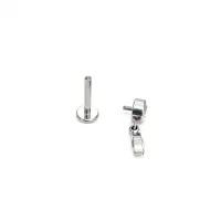  Labret em Titânio 1.2mm com Pedra Flat e Pingente NAVETTE SLIM TIT17 - Foto 2