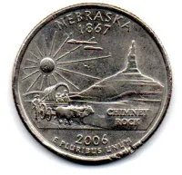 Estados Unidos - 2006P - 25 Cents - Nebraska - State Quarter Dollar