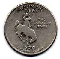 Estados Unidos - 2007D - 25 Cents - Wyoming - State Quarter Dollar - MBC