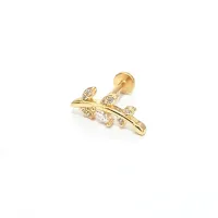 Labret Aço Cirúrgico Dourado 1.2mm - RAMO COM PEDRAS BNH13 - Foto 3