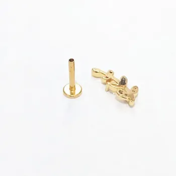 Labret Aço Cirúrgico Dourado 1.2mm - RAMO COM PEDRAS BNH13 - Foto 2